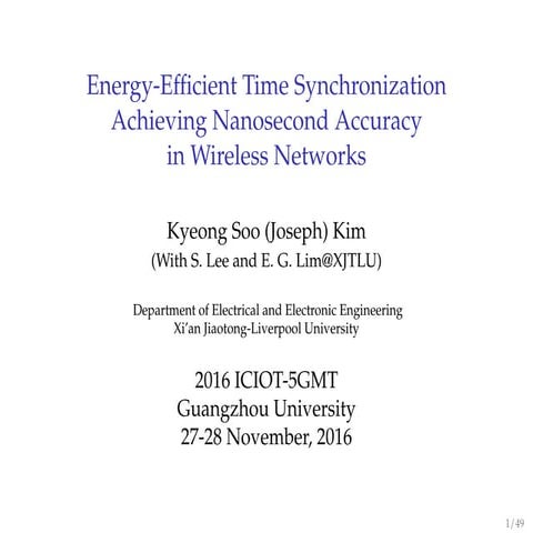 Energy-Efficient Time Synchronization Achieving Nanosecond Accuracy in Wirele...