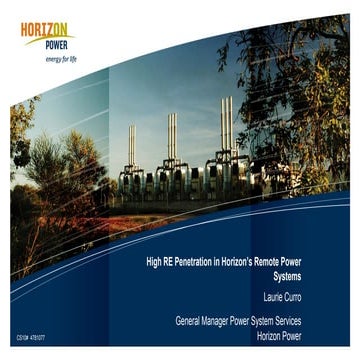 Flinders Island Isolated Power System (IPS) Connect 2016 L CURRO Horizon Power