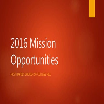 2016 Mission Opportunities-Announcement  **DRAFT**