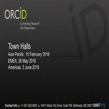 2016 ORCID Town Hall Meetings