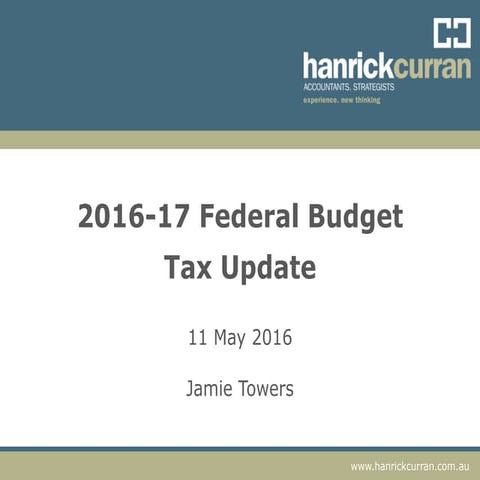 2016 Pre and Post Budget Presentation