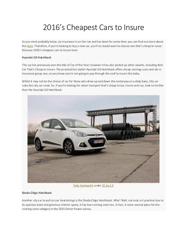 2016’s Cheapest Cars to Insure