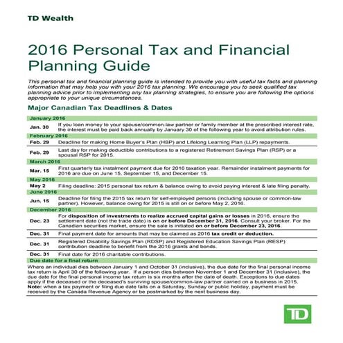 2016 Tax Planning Financial Planning Guide