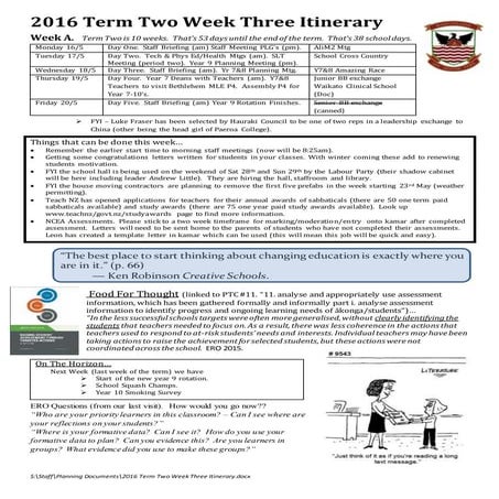 2016 term two week three itinerary