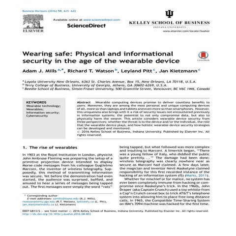Wearing safe: Physical and informational security in the age of the wearable ...