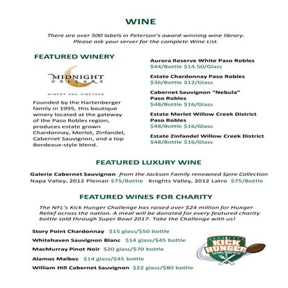 2016 winter peterson's bar menu