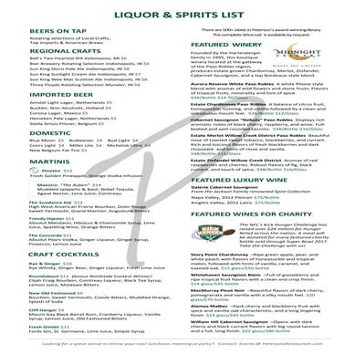 2016 winter petersons liquor spirits menu