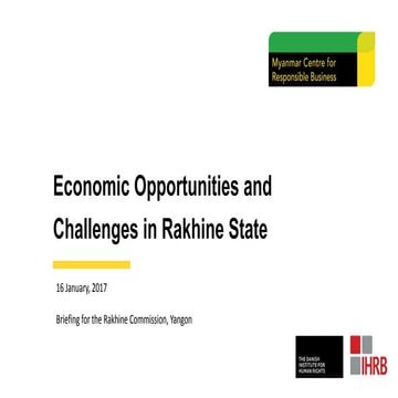 Economic Opportunities and Challenges in Rakhine State