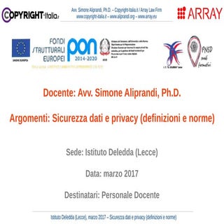 Sicurezza dati e privacy (definizio...