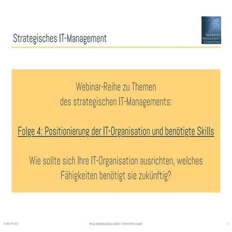 Ihr unternehmensinternes IT-Team: Welches ist die strategisch sinnvolle Posit...