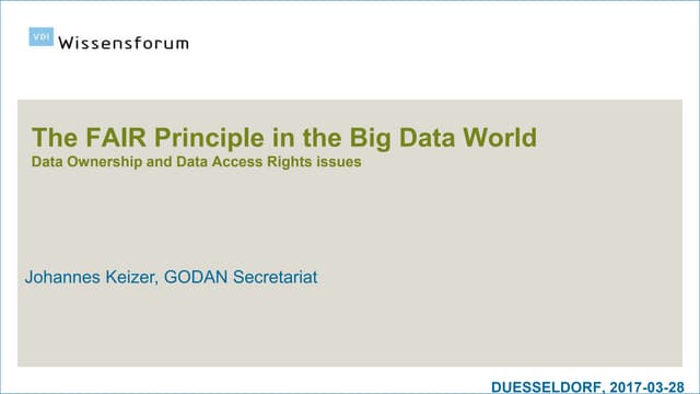 The FAIR principle in the Big Data World