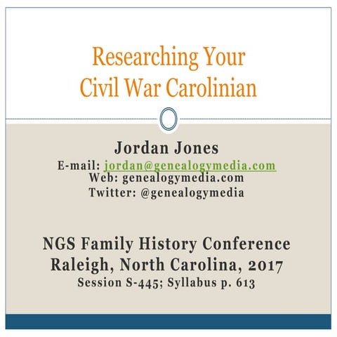 Researching Your Civil War Carolinian