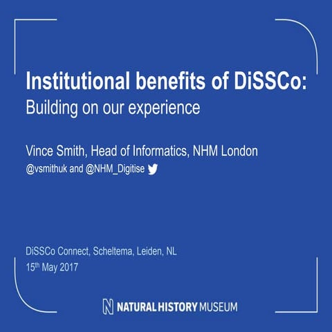 DiSSCo institutional benefits