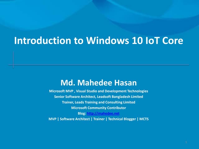Introduction to Windows 10 IoT Core