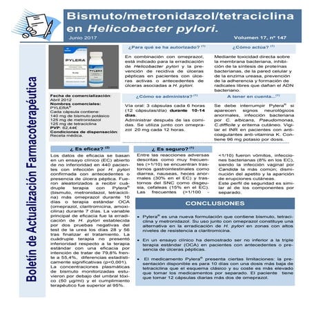 Pylera® en Helicobacter pylori. Boletín farmacoterapéutico. | PDF