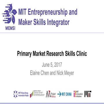 MEMSI June: Primary Market Research Skills Clinic