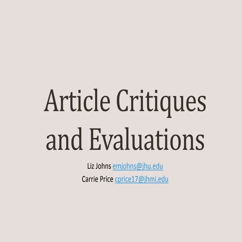 Article Critiques 1 Fall 2017