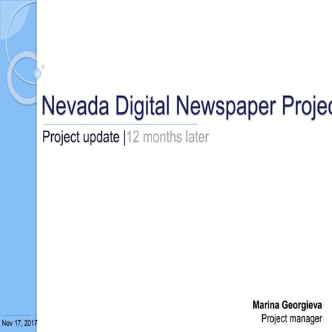 Nevada Digital Newspaper Project Midterm Status