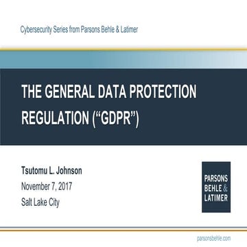 The General Data Protection Regulation ("GDPR")