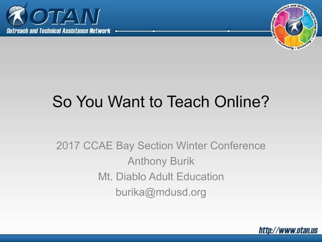 So You Want to Teach Online?