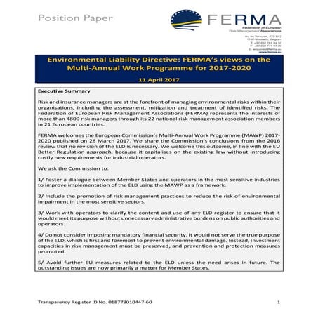 The European Union Environmental Liability Directive | PDF