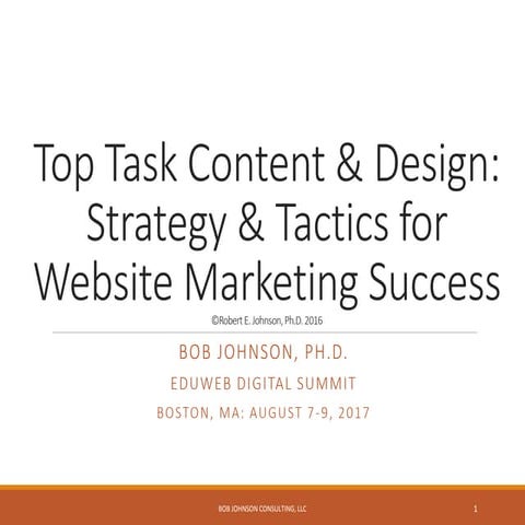 Top Task Content & Design: Strategy & Tactics for Website Marketing Success