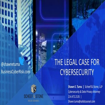The Legal Case for Cybersecurity