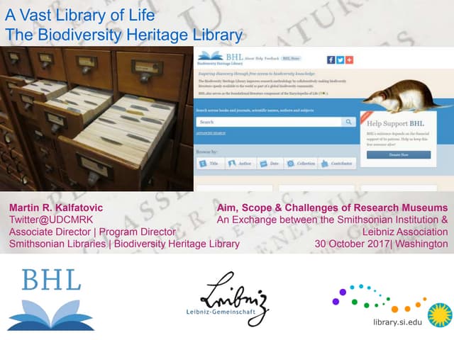 A Vast Library of Life: The Biodiversity Heritage Library