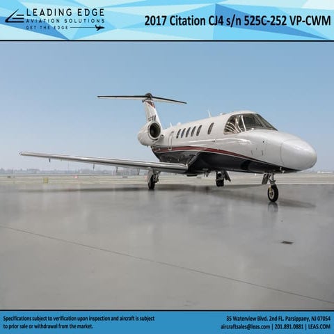 Comprehensive Overview of 2017 Citation CJ4 Private Jet Specifications ...