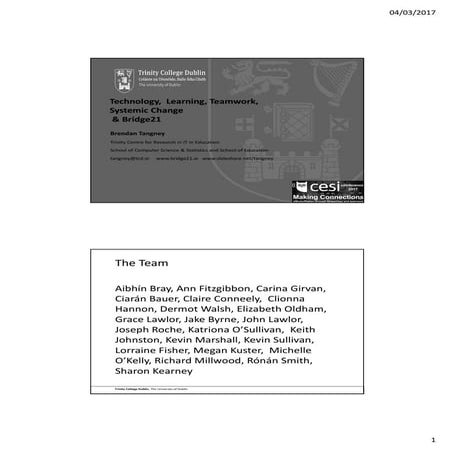 Computer in  Education Society of Ireland (CESI) Keynote March 2017