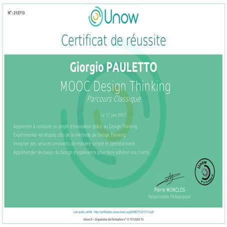 Giorgio Pauletto - Design Thinking - Unow