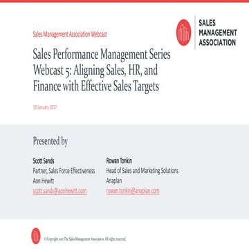 Anaplan SPM webinar series, part 5: Aligning Sales, HR, and Finance with Effe...