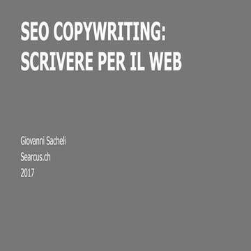 Slide corso SEO Copy Marzo 2017