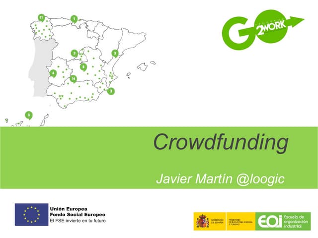 Taller "Crowdfunding y métodos de financiación" por Javier Martín