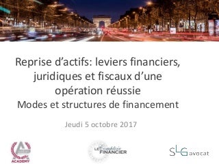 Reprise d'actifs : leviers financiers, juridiques et fiscaux.