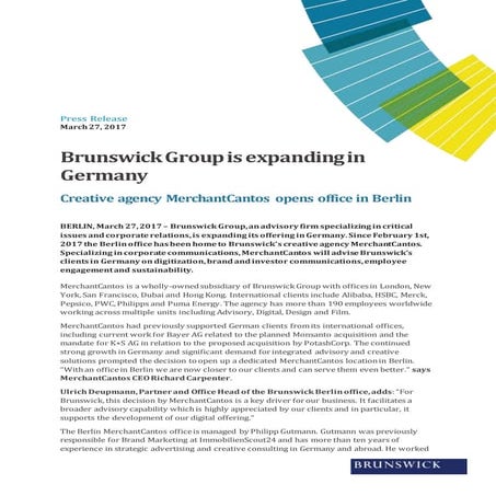 Brunswick Group is expanding in Germany 