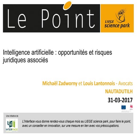 Intelligence artificielle - juridique - Le Point du LIEGE science park - 31 m...