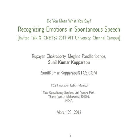 Do you Mean what you say? Recognizing Emotions.