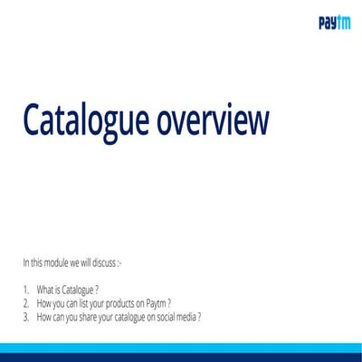 Catalogue overview