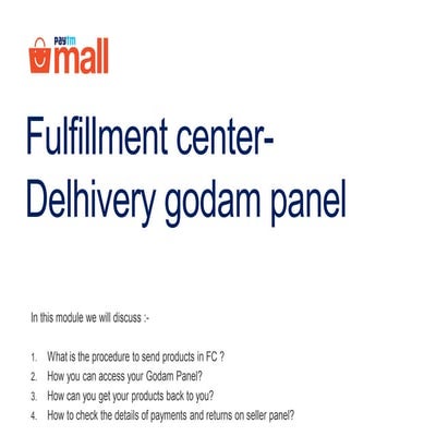 Fulfillment Center : Delhivery Godam Panel