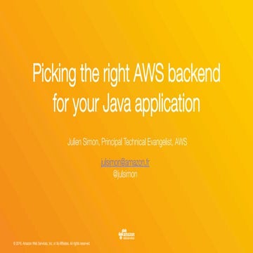 Picking the right AWS backend for your Java application (May 2017)