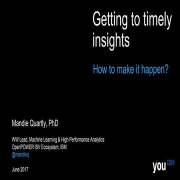 Getting to timely insights - how to make it happen?