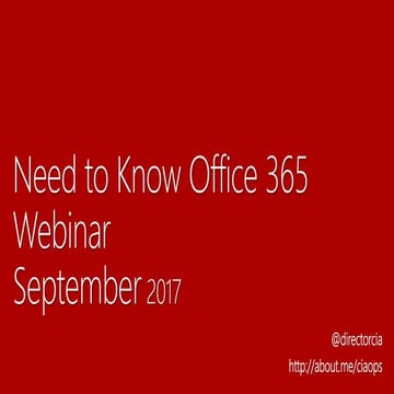 Need to Know Webinar - September 2017