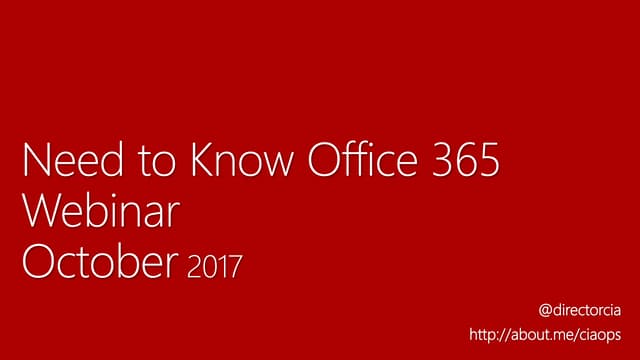 Need to Know Webinar - October 2017