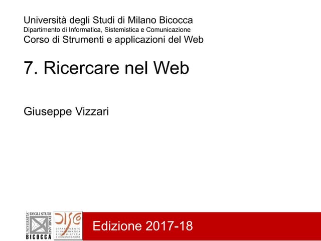 7 - Ricercare nel web - 17/18