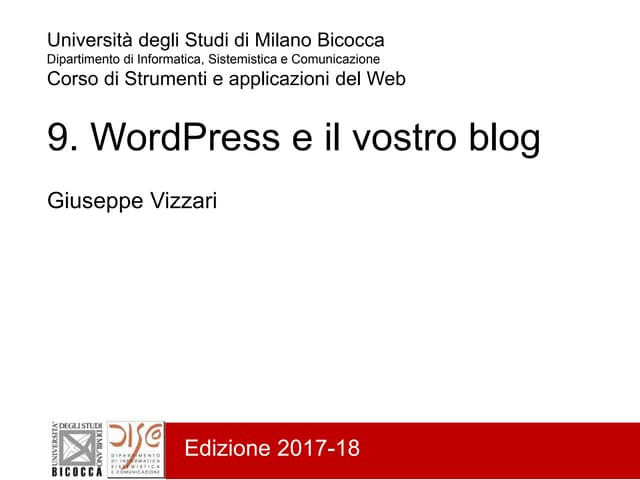 9 - Wordpress e il vostro blog