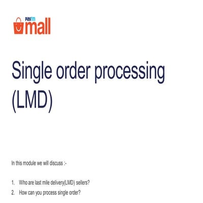 Single order processing - self delivery | PDF