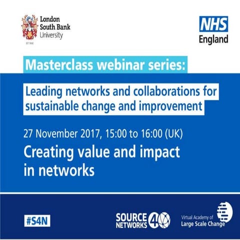 Networks Masterclass Webinar Creating value and impact in networks