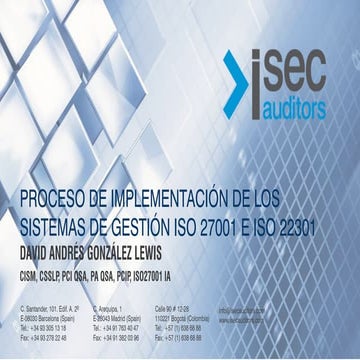 Proceso de implementación de los sistemas de gestión ISO 27001 e ISO 22301
