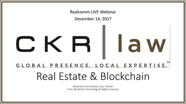 Realcomm Webinars: Real Estate & Blockchain